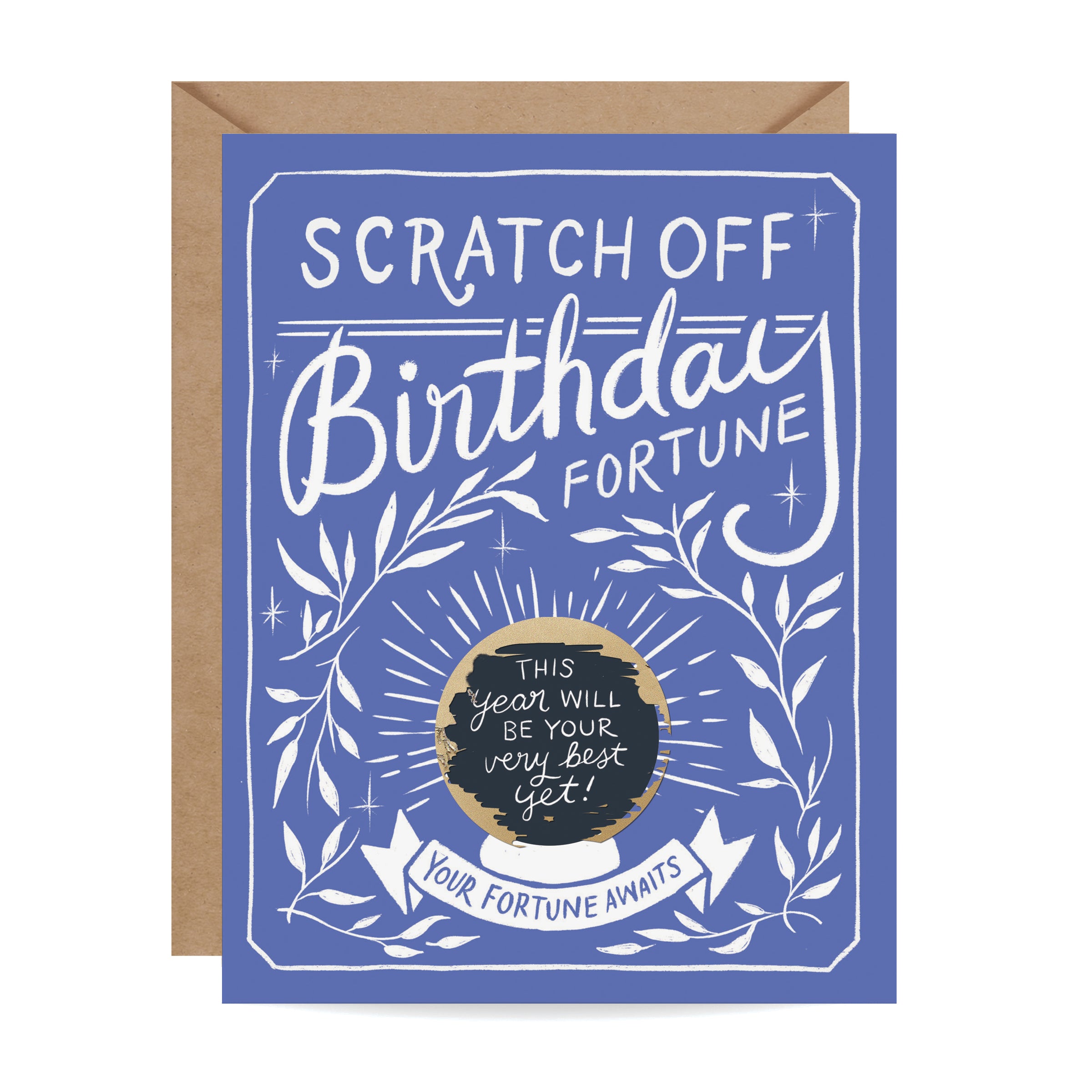 Scratch-off Fortune Card - Blue Floral Birthday – Inklings Paperie