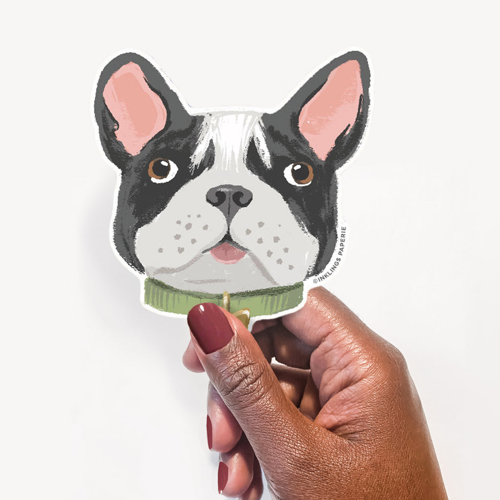 French Bulldog Face Vinyl Sticker