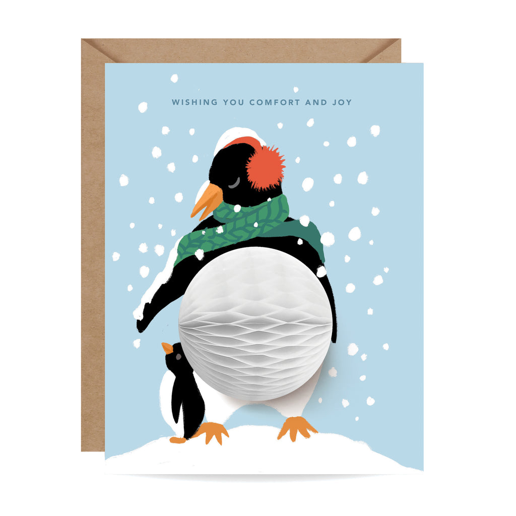 Christmas card, penguin card, pop-up card, holiday card, greeting card