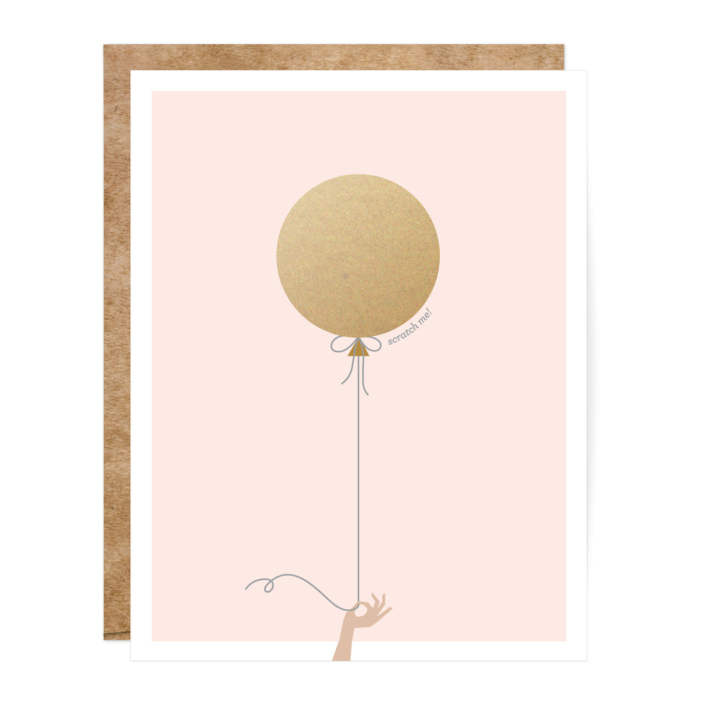 Pink & Gold Balloon Scratch-off Card - Inklings Paperie