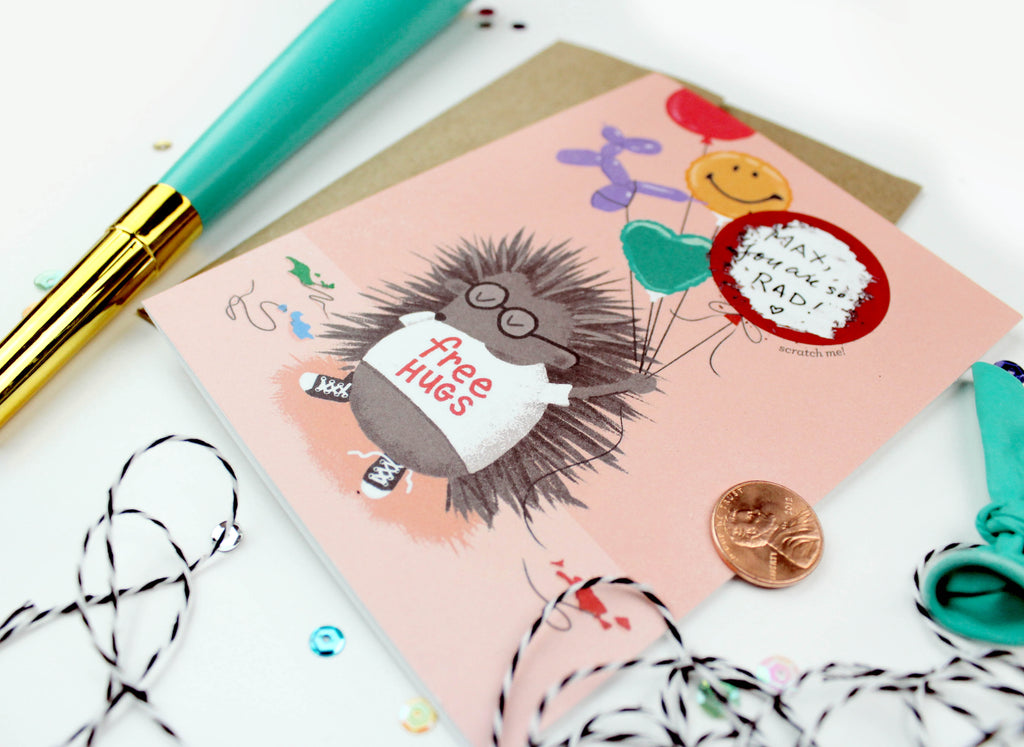 Porcupine Scratch-off Card - Inklings Paperie