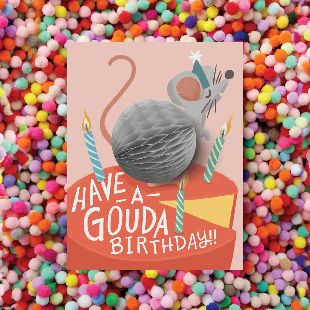 Birthday card, Happy Birthday, Mouse, Kids Birthday, Friendship, Honeycomb, Cheese