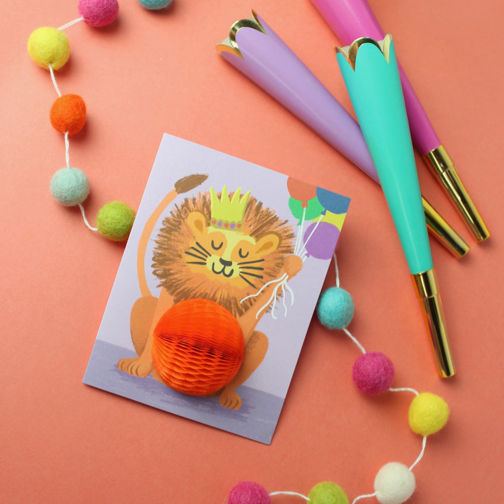 Birthday card, Lion, Kids Birthday, Honeycomb, Birthday, Kids Party