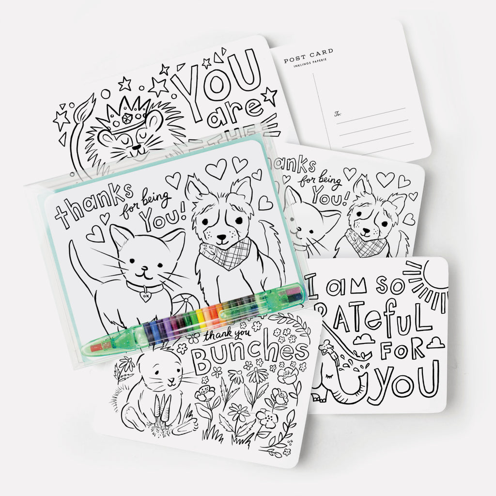 Kids Thank You Color-In Postcard Kit