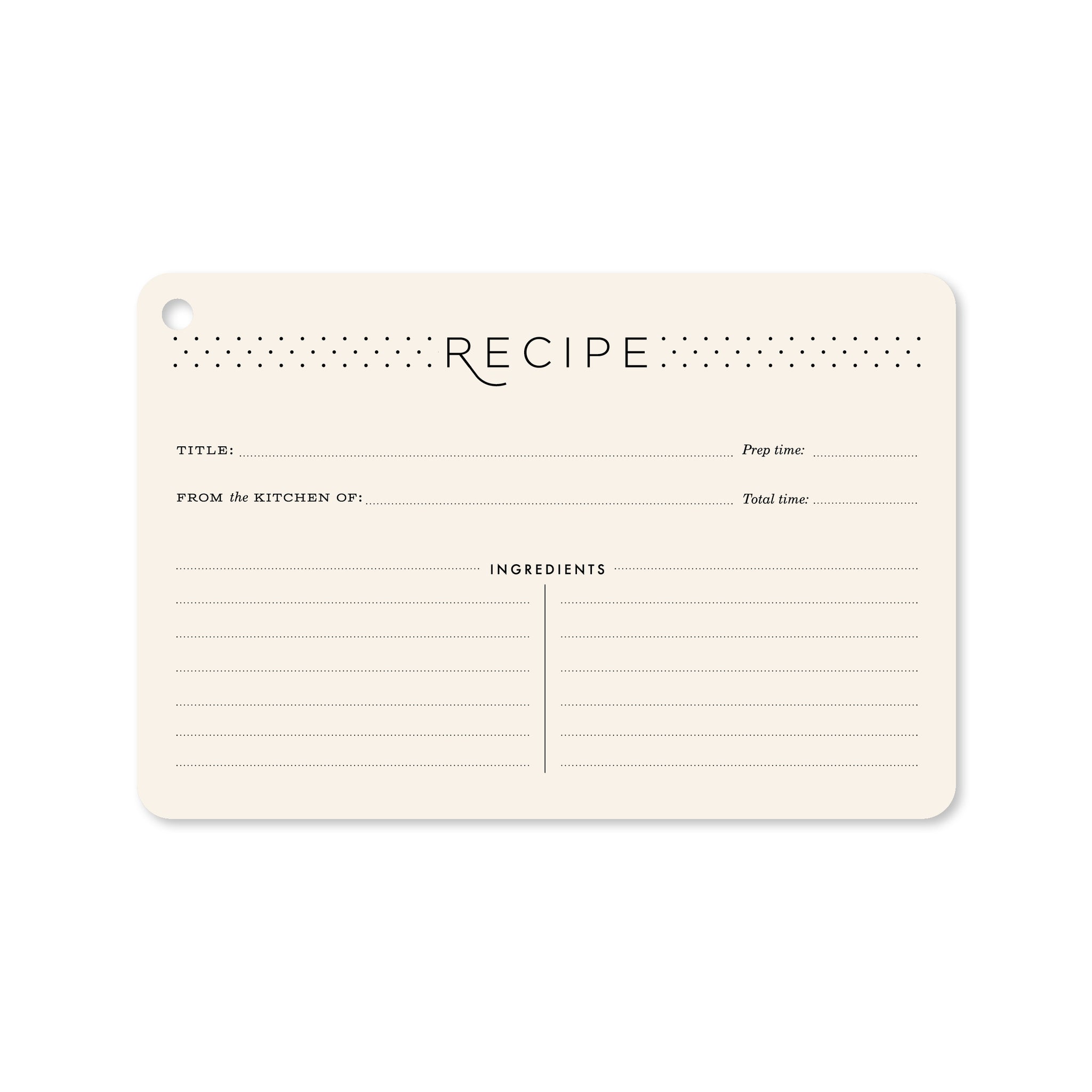 Recipe Ring Re-fill Cards – Inklings Paperie