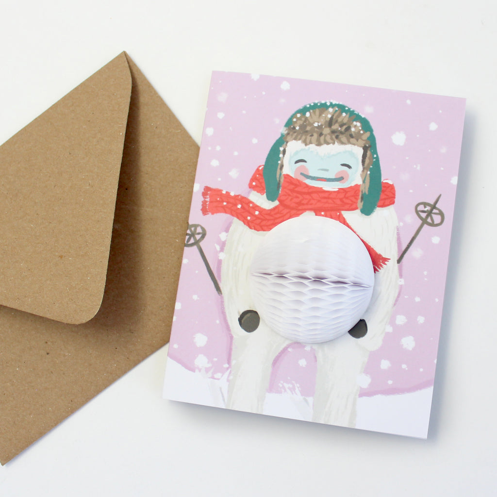 Pop-up Card - Skiing Yeti