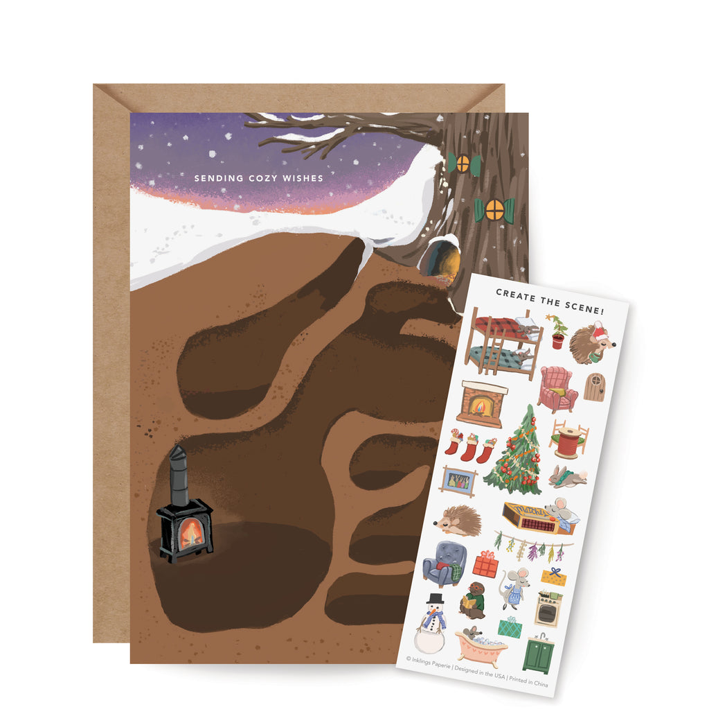 Sticker Scene Card - Cozy Woodland Creatures