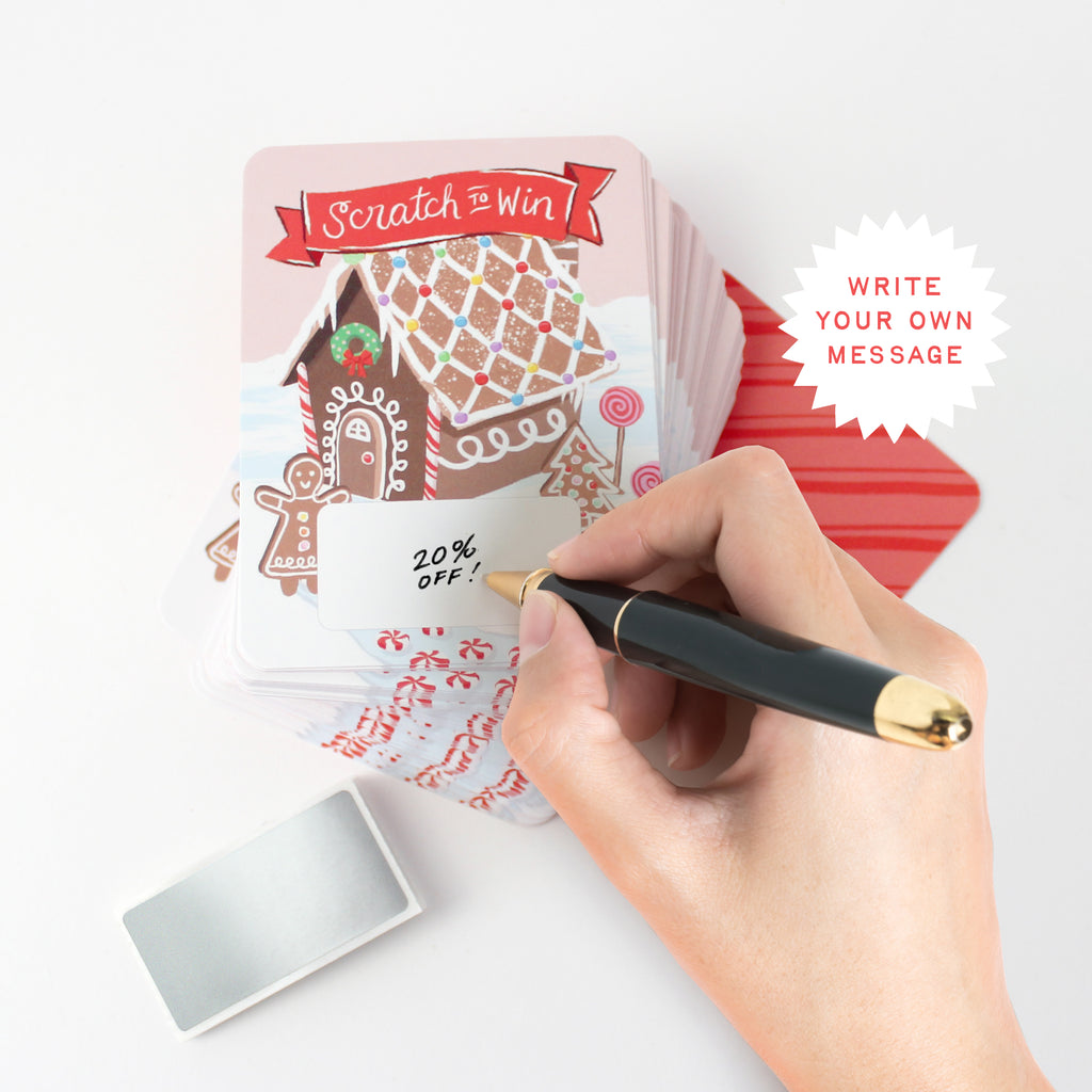100 Customer Scratch Cards - Gingerbread House