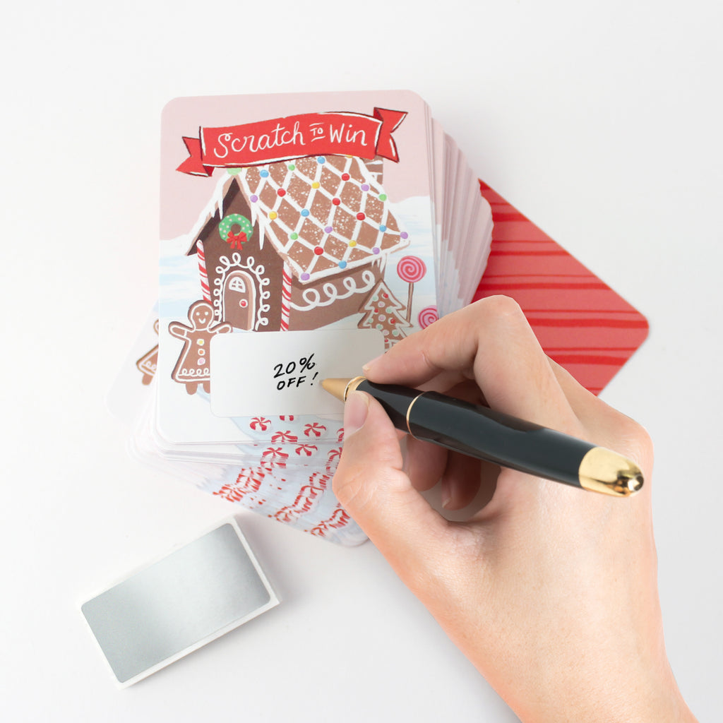 100 Customer Scratch Cards - Gingerbread House