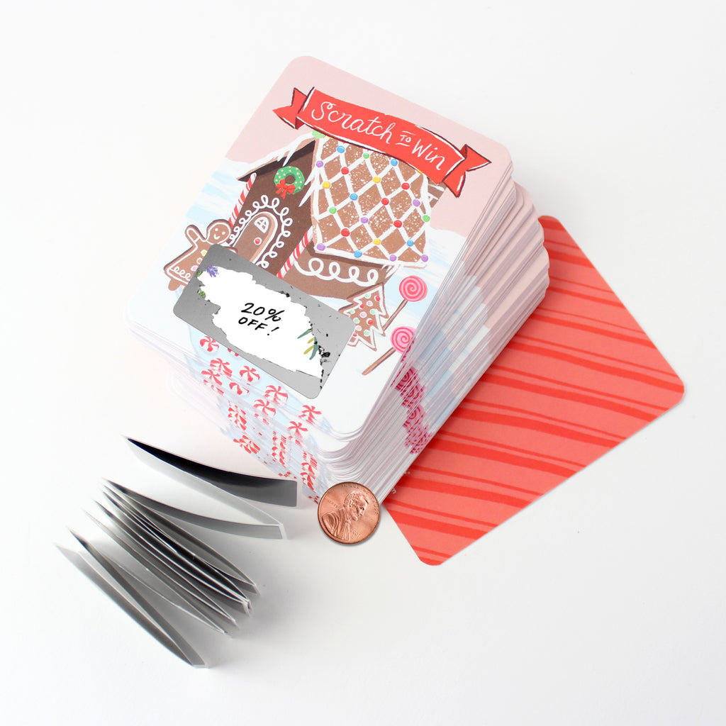 100 Customer Scratch Cards - Gingerbread House