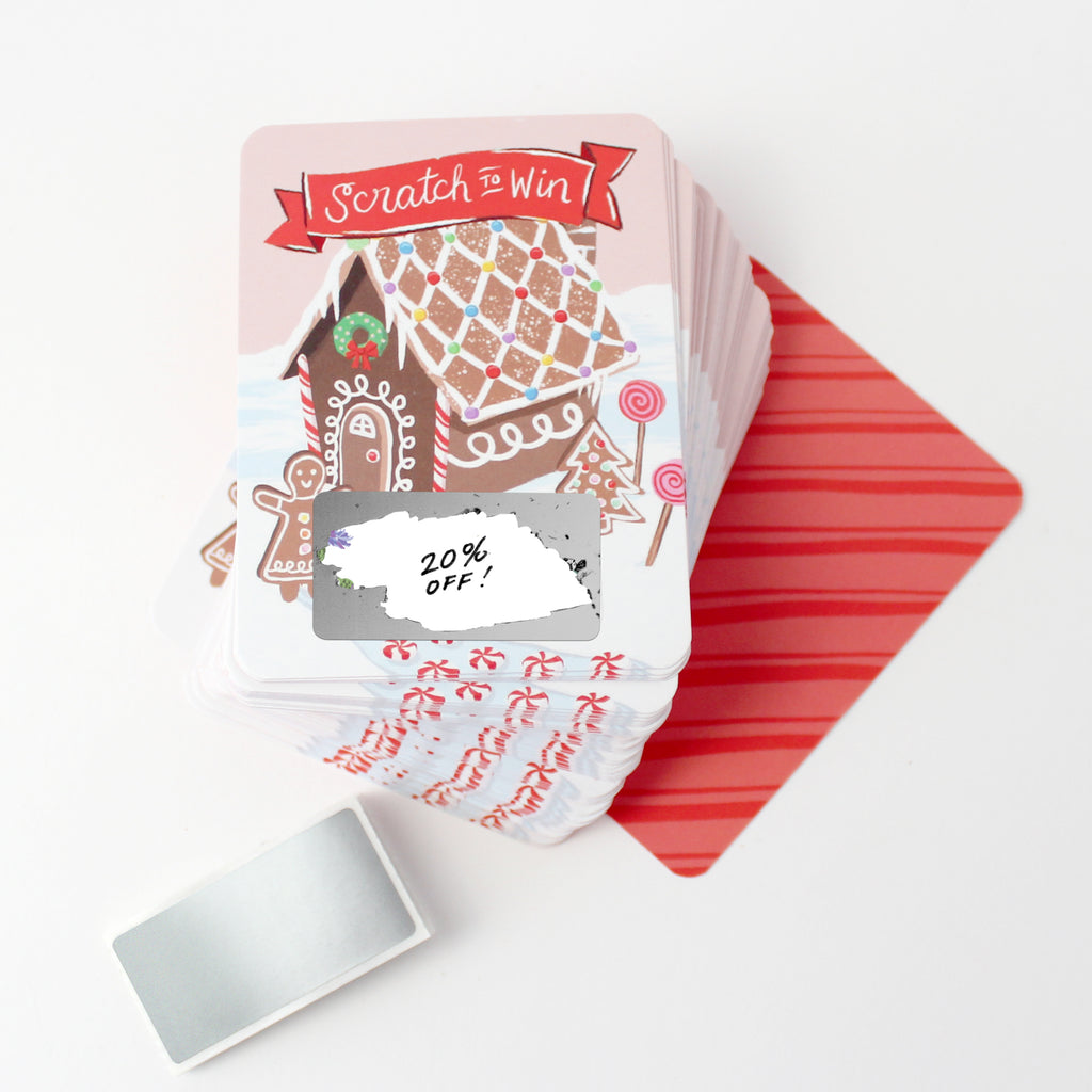 100 Customer Scratch Cards - Gingerbread House