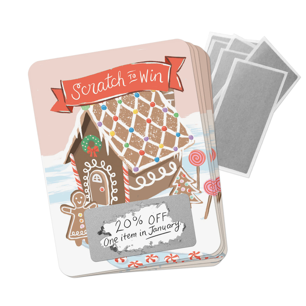 100 Customer Scratch Cards - Gingerbread House