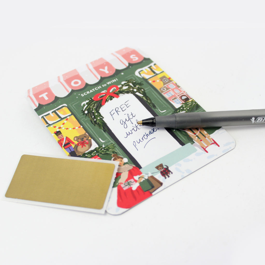 100 Customer Scratch Cards - Winter Toy Store