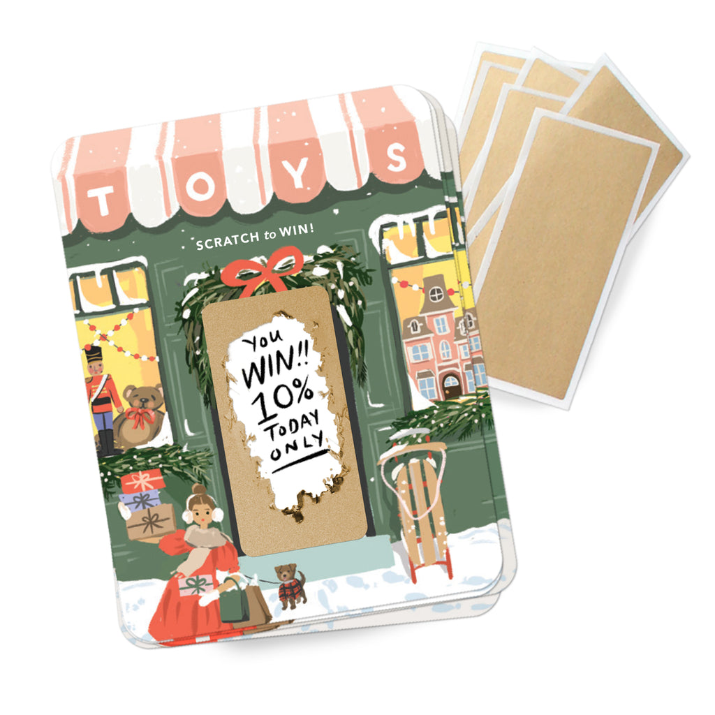 100 Customer Scratch Cards - Winter Toy Store