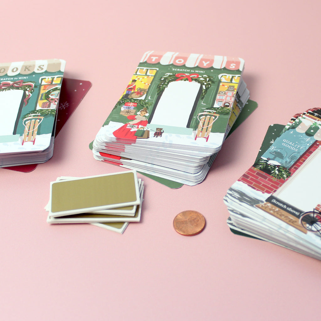 100 Customer Scratch Cards - Winter Toy Store