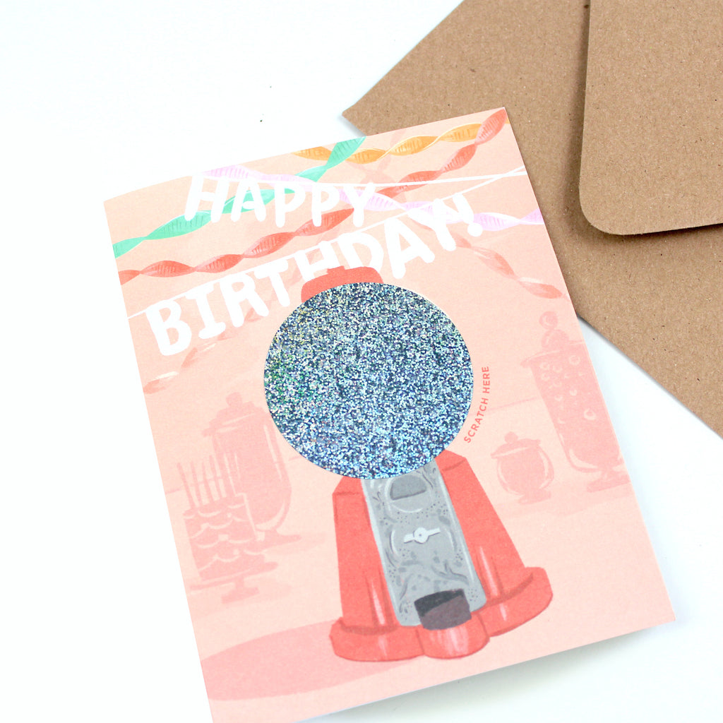Gumball Machine Scratch-off Birthday Card