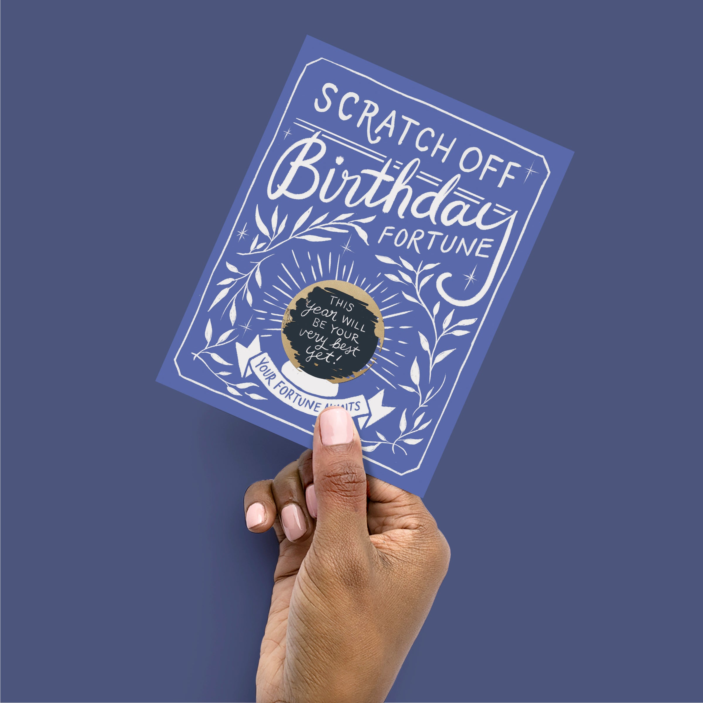 Scratch-off Fortune Card - Blue Floral Birthday – Inklings Paperie
