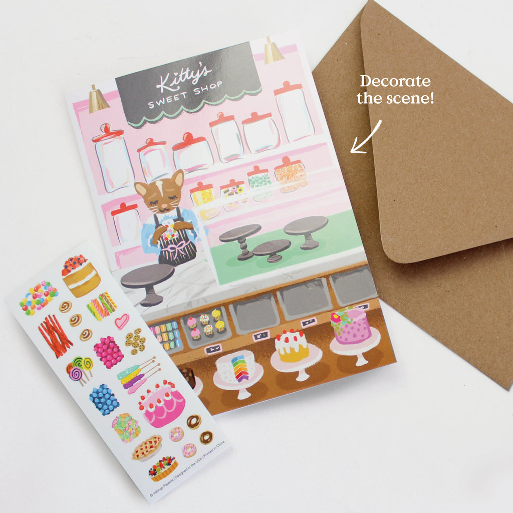 Sticker Scene Card - Sweet Shop