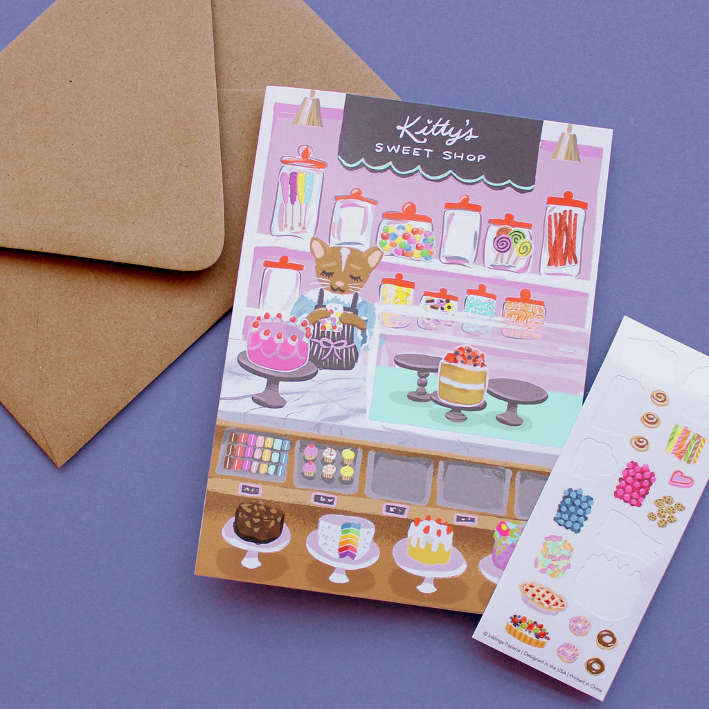 Sticker Scene Card - Sweet Shop