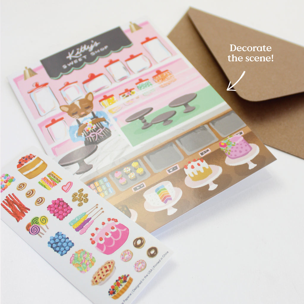 Sticker Scene Card - Sweet Shop