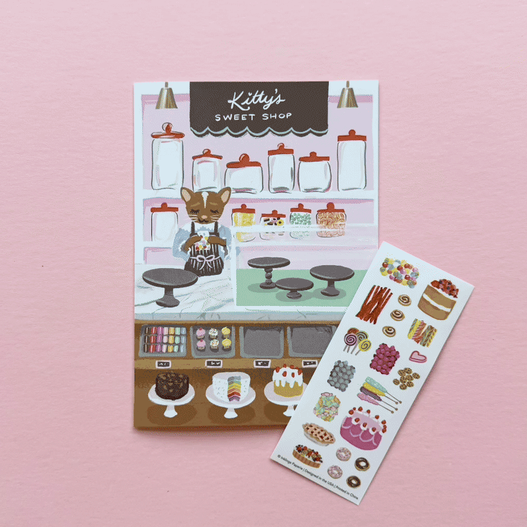 Sticker Scene Card - Sweet Shop