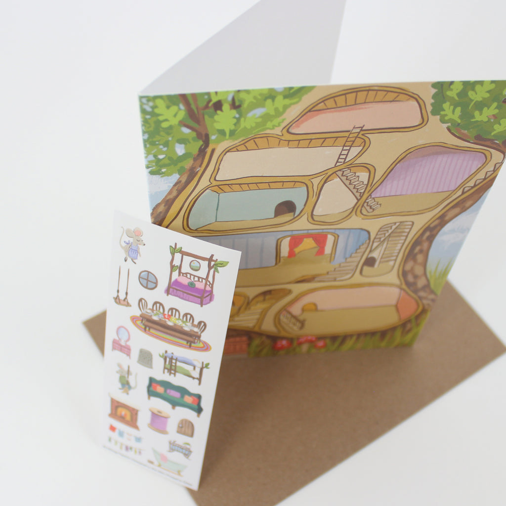 Sticker Scene Card - Mouse House