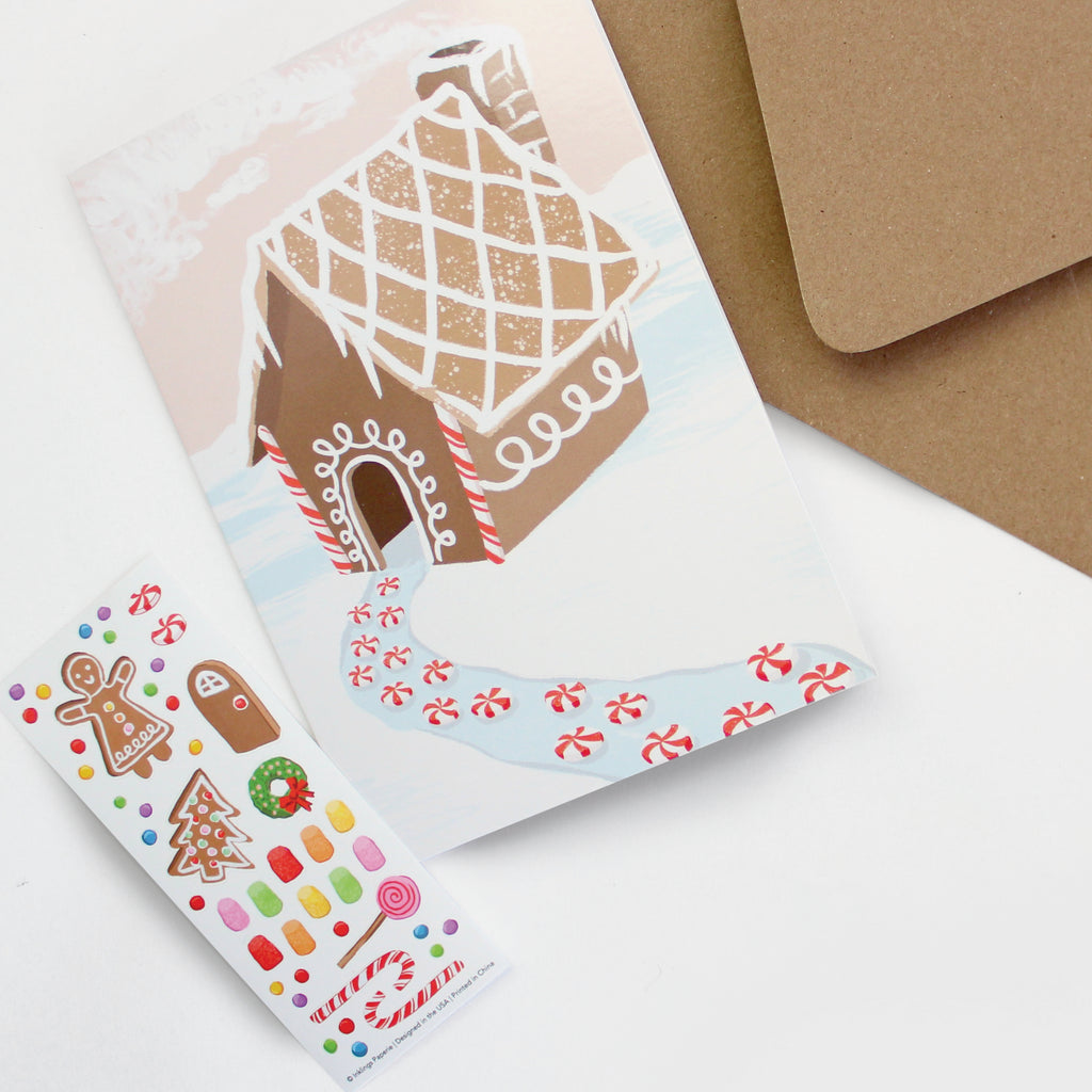 Sticker Scene Card - Gingerbread House