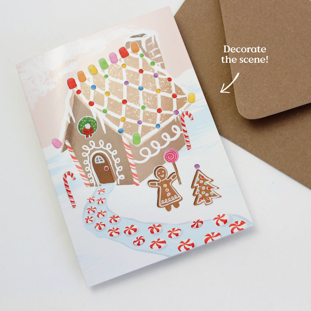 Sticker Scene Card - Gingerbread House