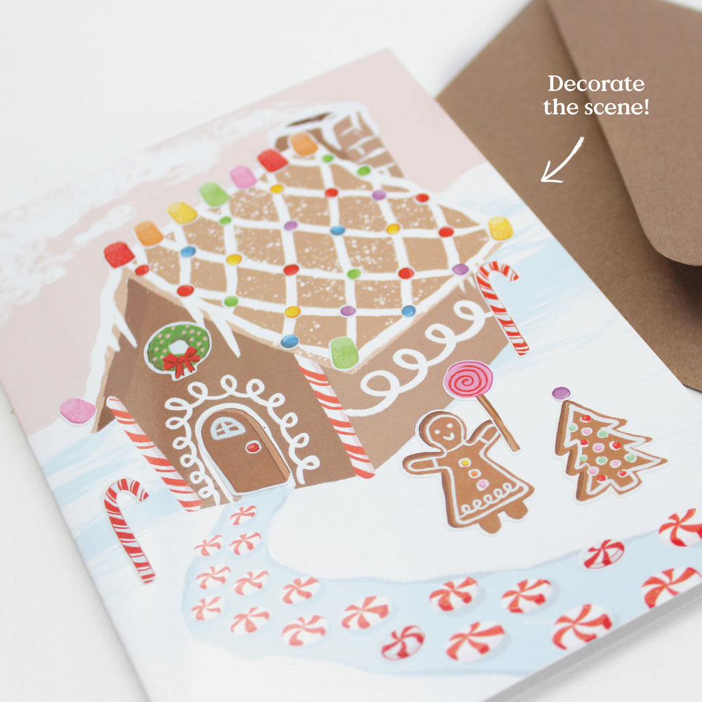 Sticker Scene Card - Gingerbread House