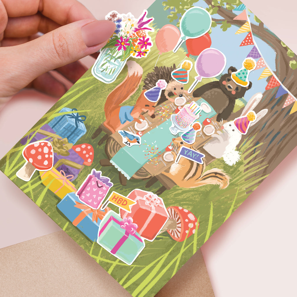 Sticker Scene Card - Woodland Party