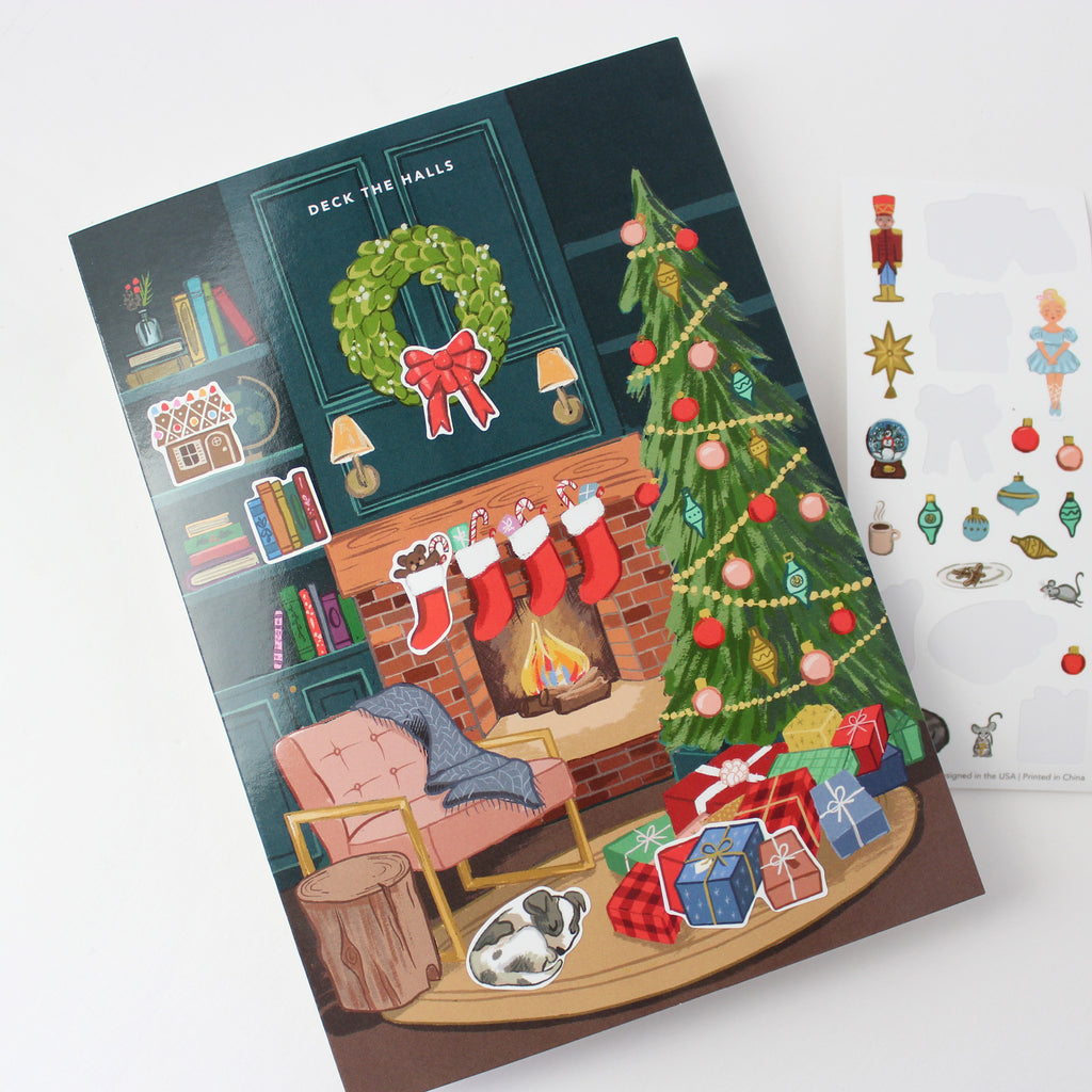 Sticker Scene Card - Cozy Fireplace