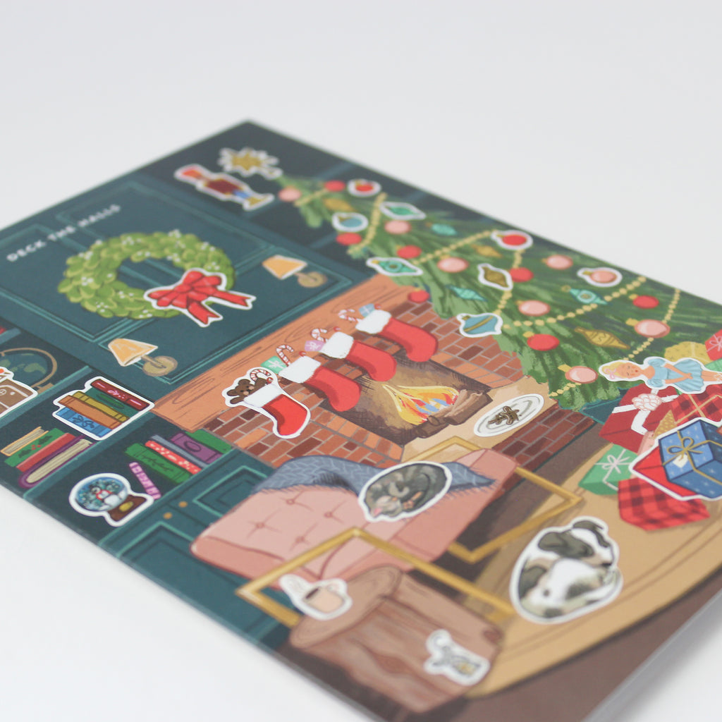 Sticker Scene Card - Cozy Fireplace