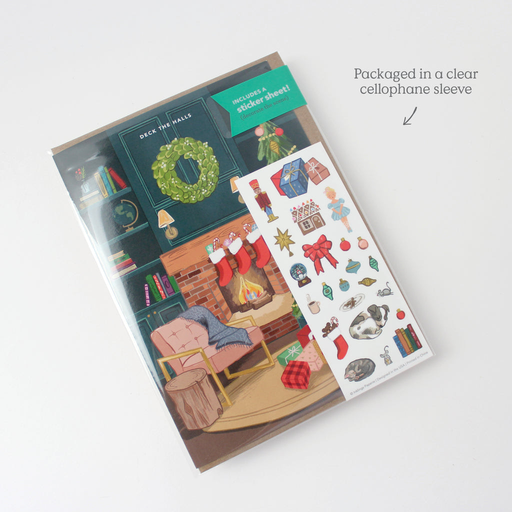 Sticker Scene Card - Cozy Fireplace