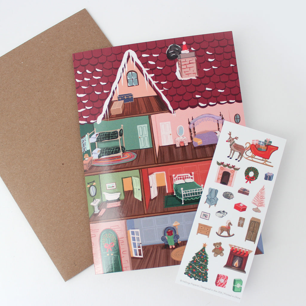 Sticker Scene Card - Holiday House