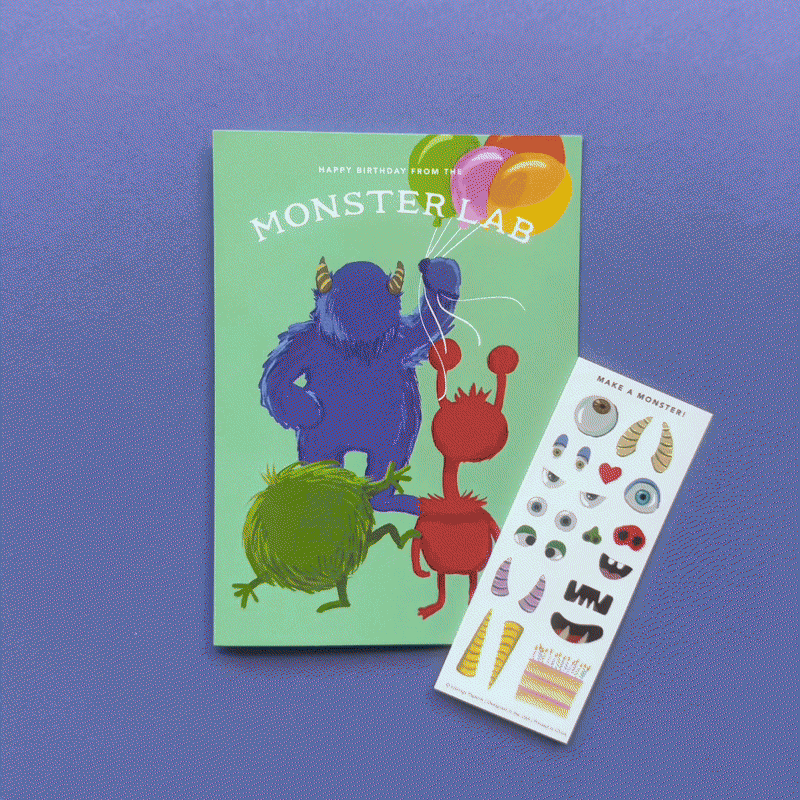 Sticker Scene Card - Monster Lab