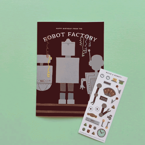 Sticker Scene Card - Robot Factory