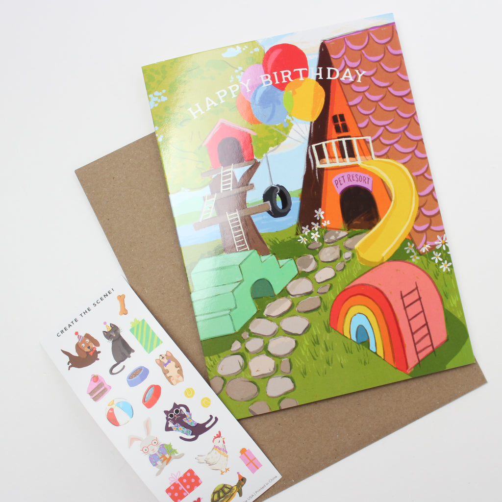 Sticker Scene Birthday Card - Pet Resort