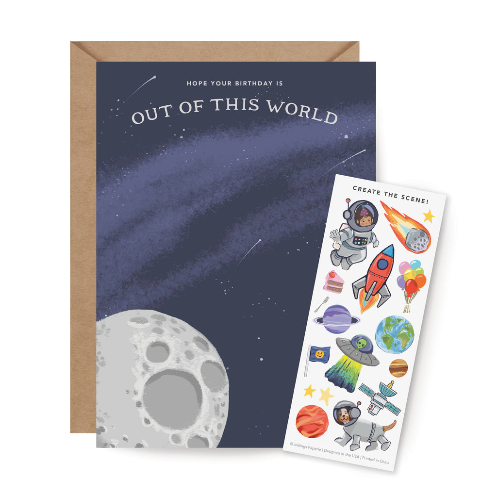 Sticker Scene Birthday Card - Outer Space