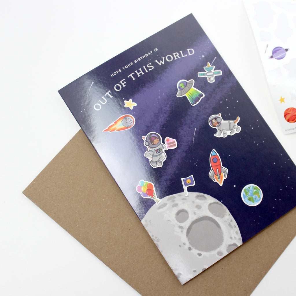 Sticker Scene Birthday Card - Outer Space