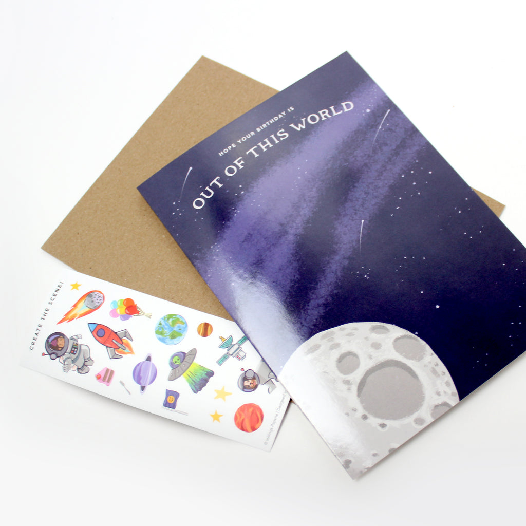 Sticker Scene Birthday Card - Outer Space