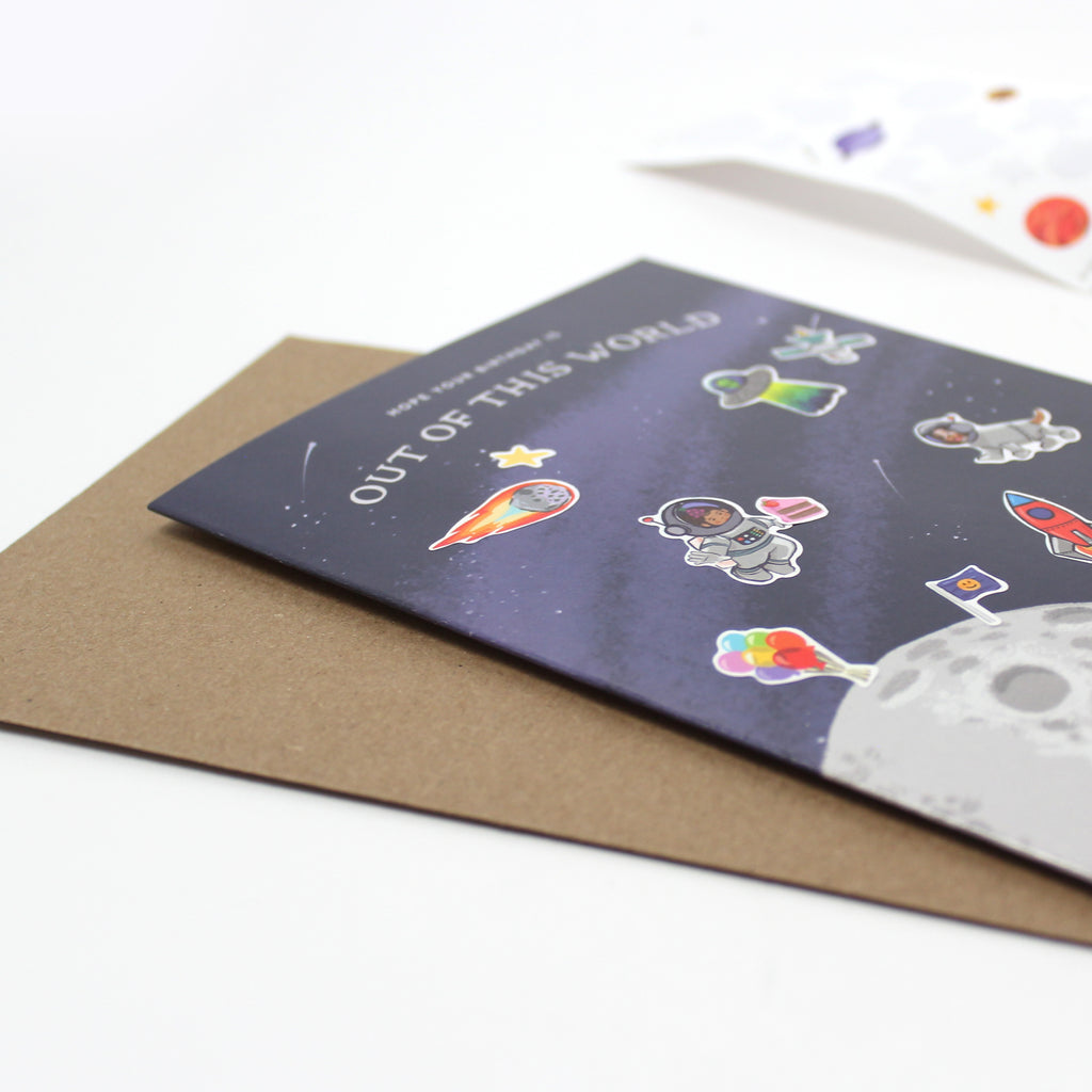 Sticker Scene Birthday Card - Outer Space