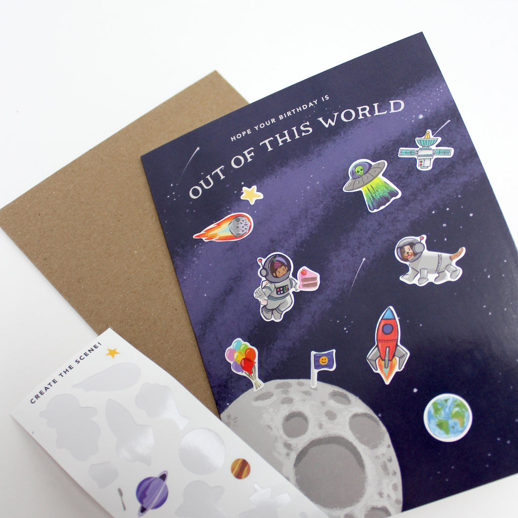 Sticker Scene Birthday Card - Outer Space