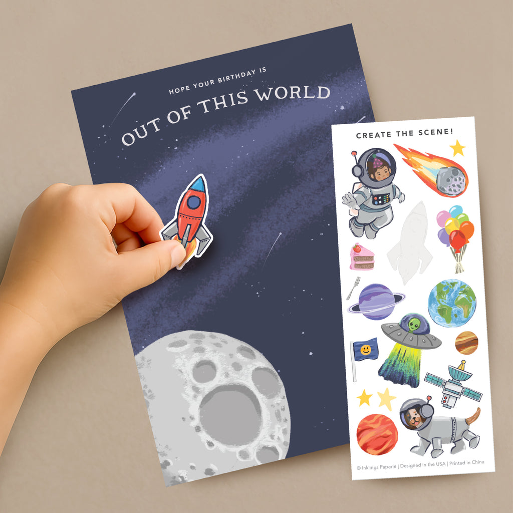 Sticker Scene Birthday Card - Outer Space