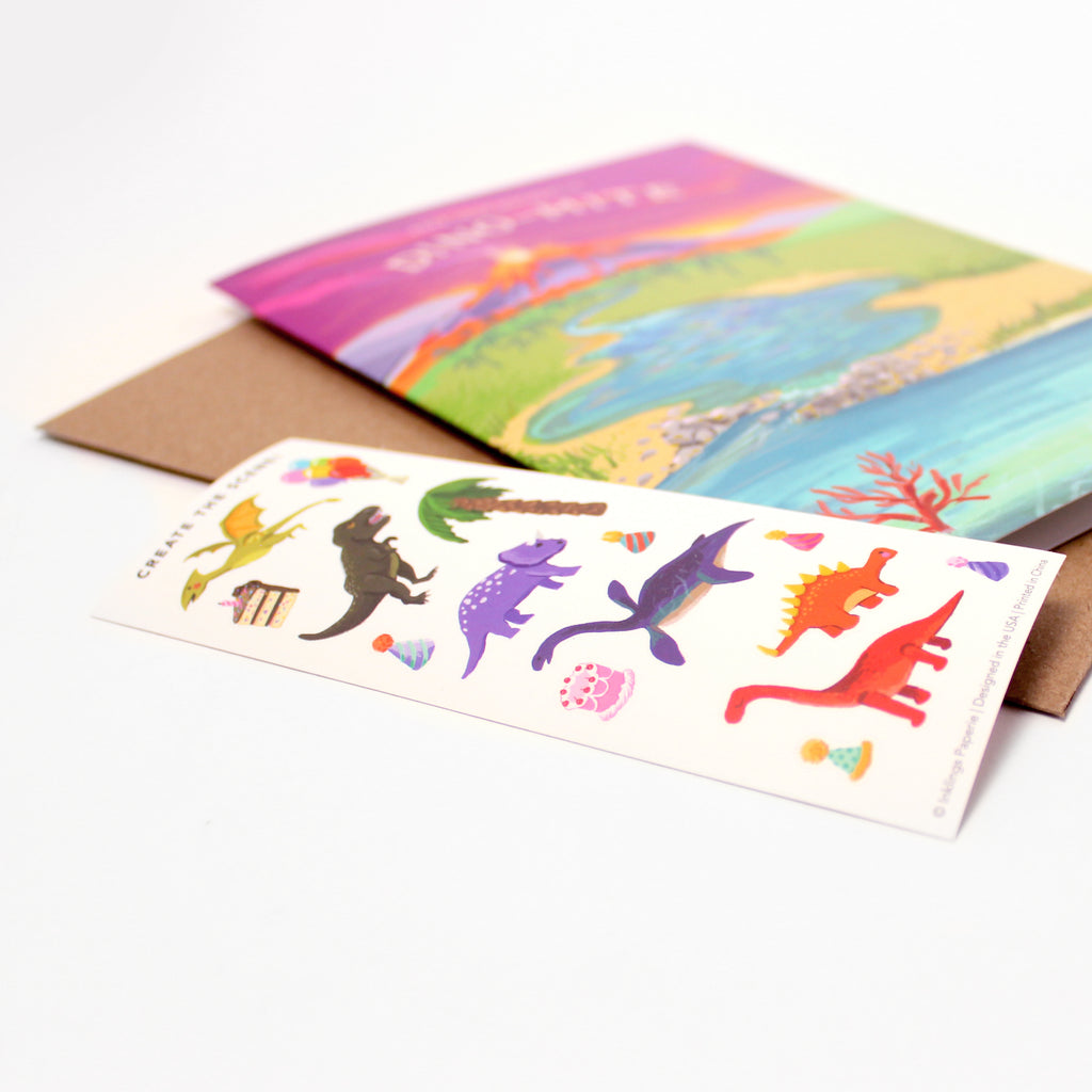Sticker Scene Birthday Card - Dinosaur
