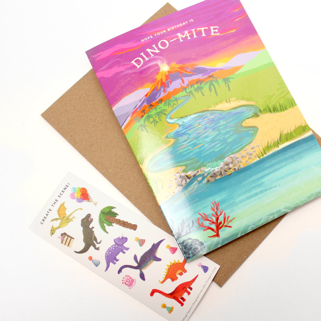 Sticker Scene Birthday Card - Dinosaur