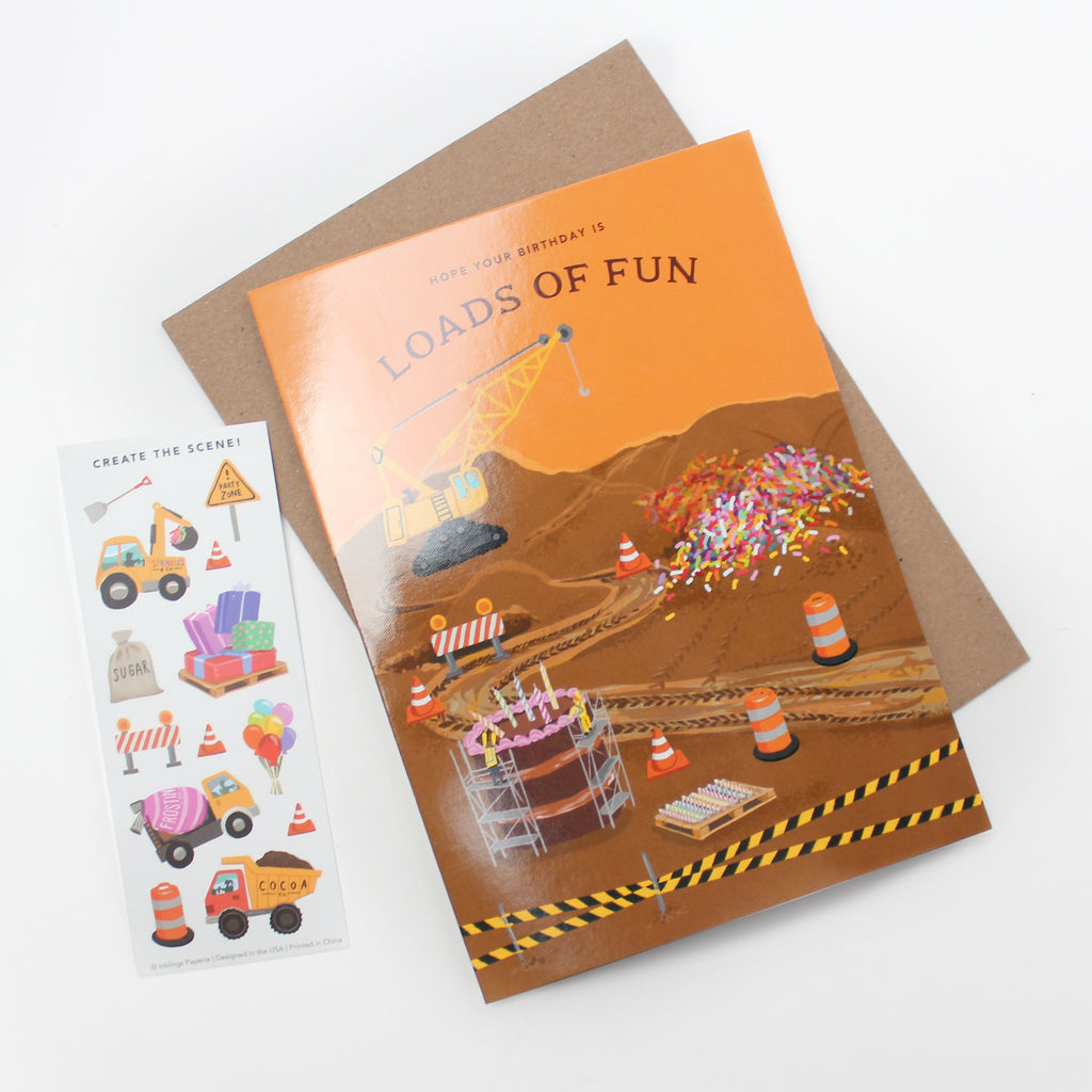 Sticker Scene Birthday Card - Construction