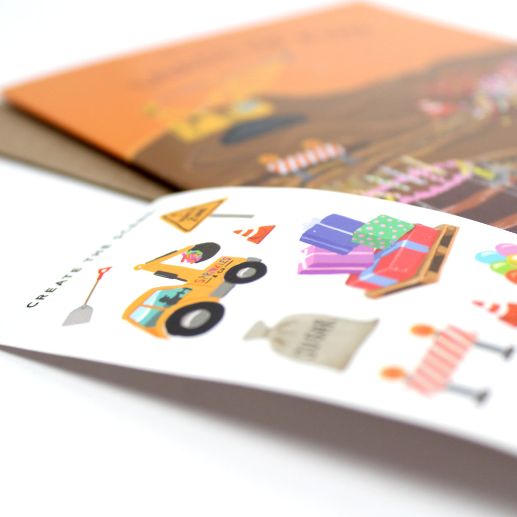 Sticker Scene Birthday Card - Construction