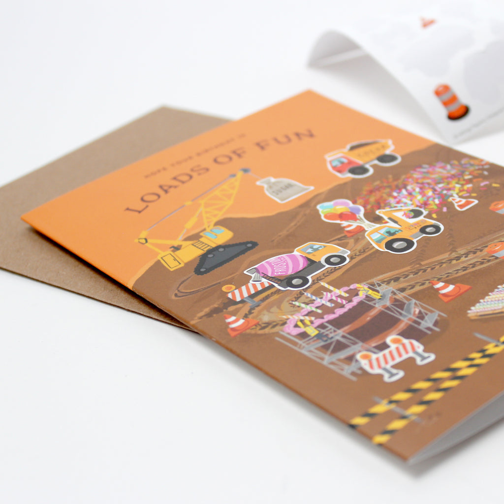 Sticker Scene Birthday Card - Construction