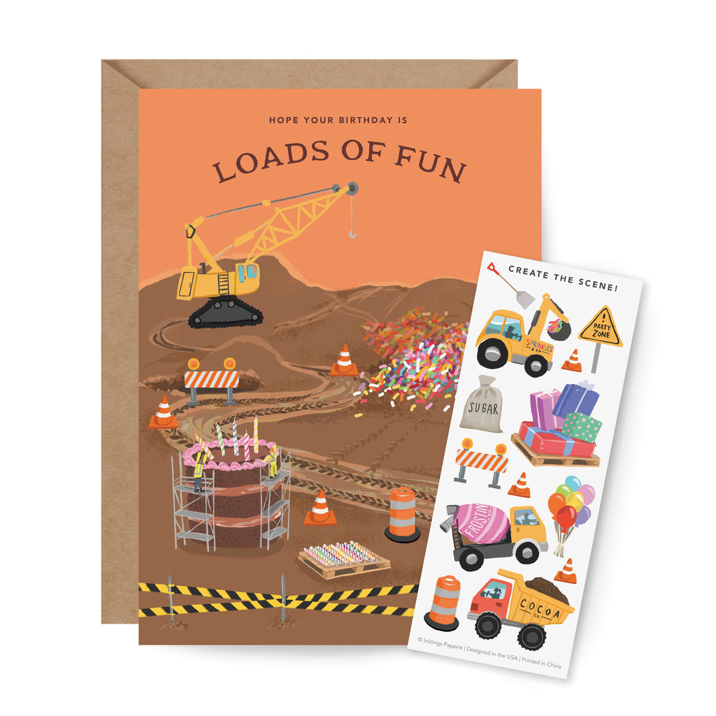 Sticker Scene Birthday Card - Construction