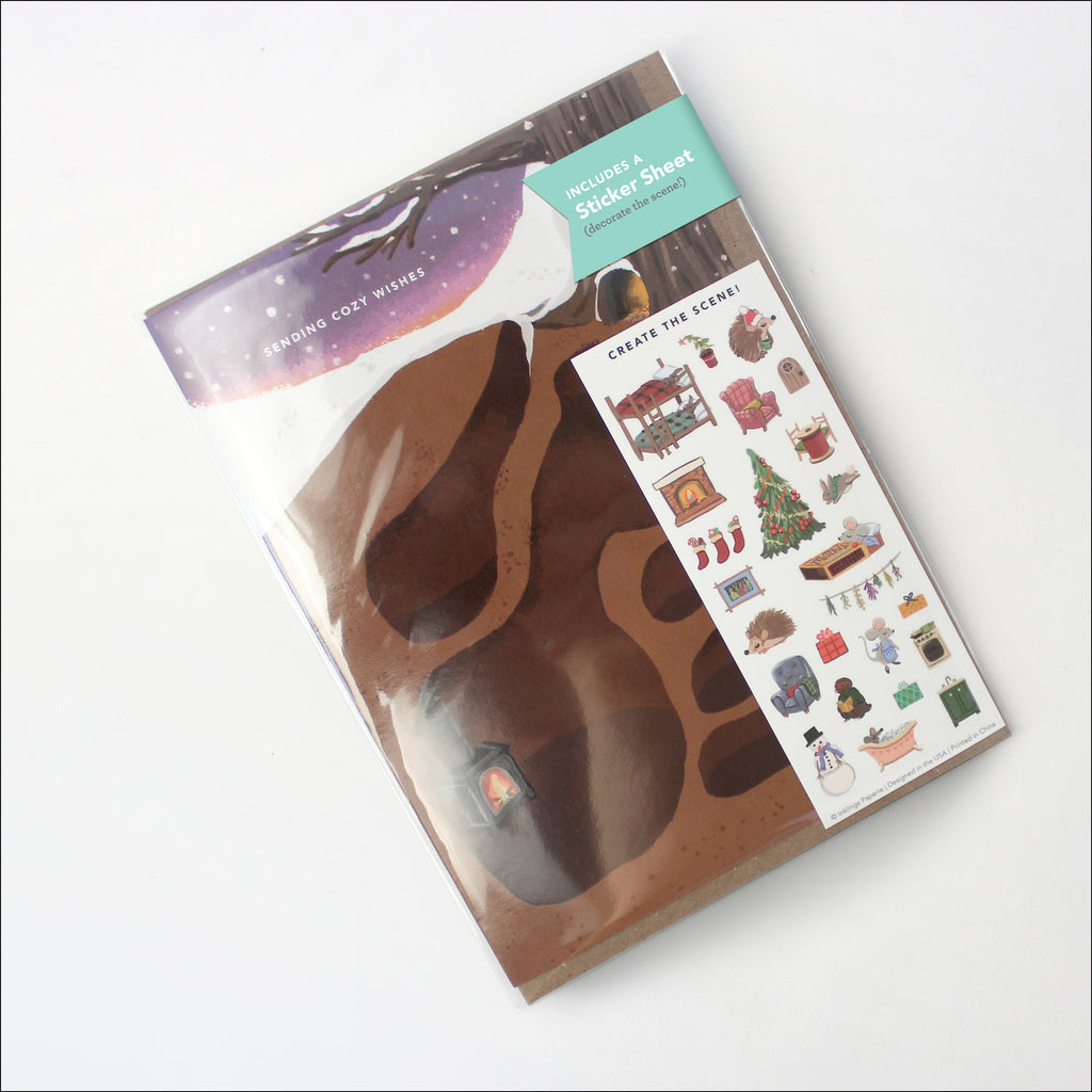 Sticker Scene Card - Cozy Woodland Creatures